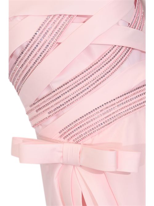 Abito lungo Perli 99093 in taffetà con strass TARIK EDIZ | 99093ICE PINK